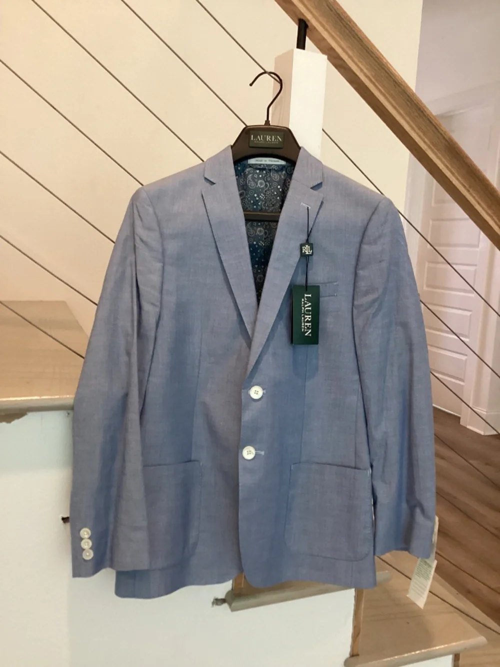POLO RALPH LAUREN Boys Blazer Light Blue Cotton Single-Breasted NWT